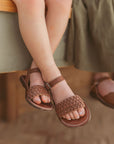 Espresso Trenza {Children's Leather Sandals}