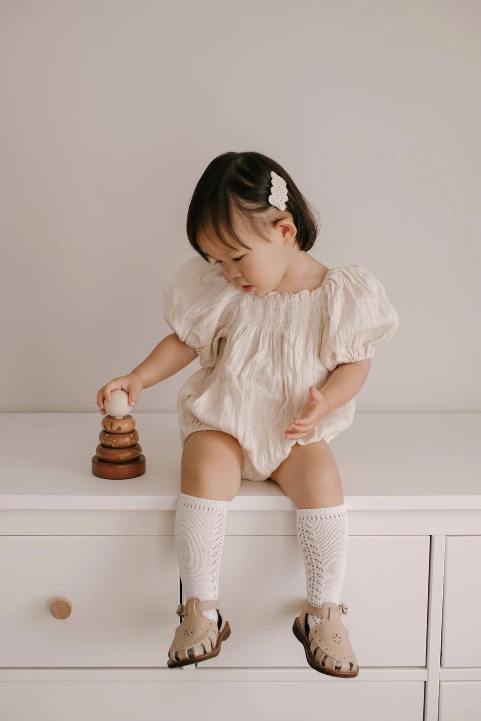 Nude Blush Flora {Children&#39;s Leather Sandals}